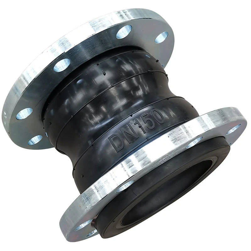 Angled KST double sphere rubber joint with stainless flanges
