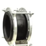 Restrained rubber expansion joint with tie rods and flanged ends