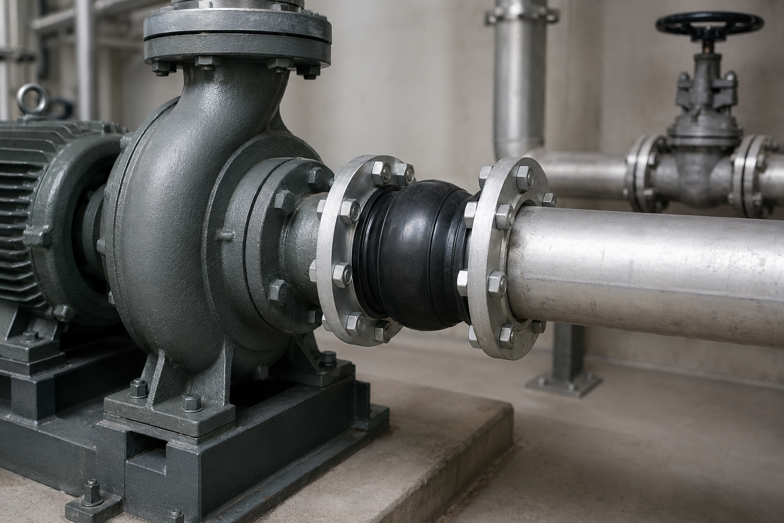KXT rubber expansion joint installed at pump suction or discharge piping