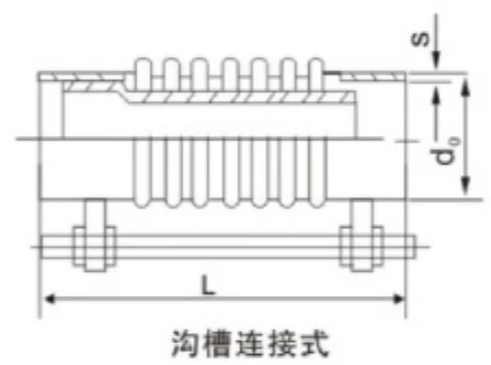Grooved-end bellows expansion joint technical drawing