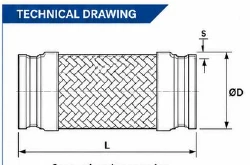 Grooved-end flexible metal hose technical drawing