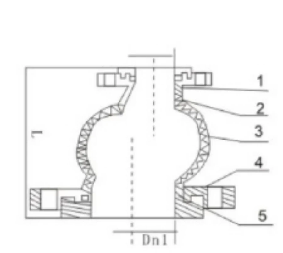JGD KXT eccentric reducing rubber expansion joint structural drawing showing offset centerlines