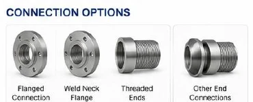 JR flexible metal hose flanged, weld-neck, threaded and other end connection options