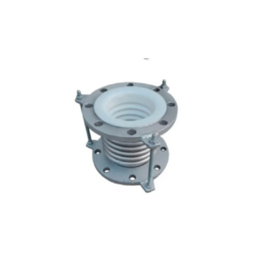 PTFE bellows expansion joint with flanged ends and control rods