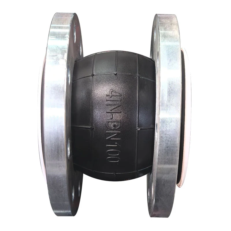Side construction view of flexible rubber body and flanges