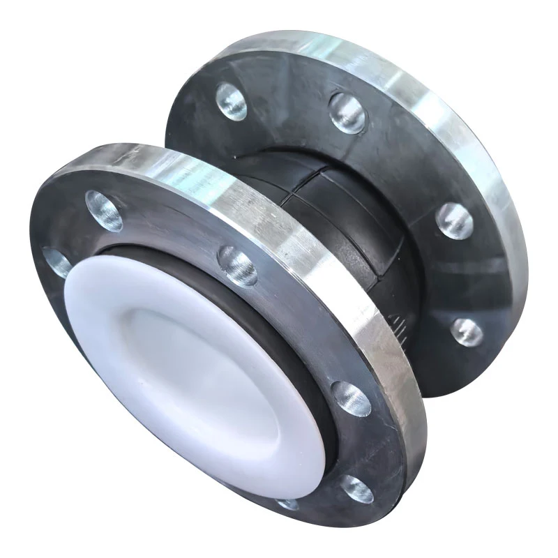 Front view showing PTFE liner and stainless flange configuration