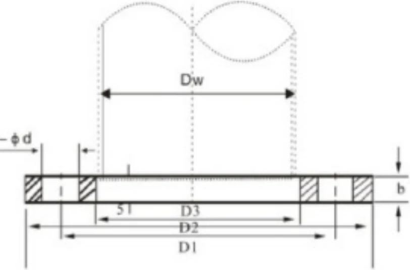 Round fabric expansion joint circular connection dimension drawing