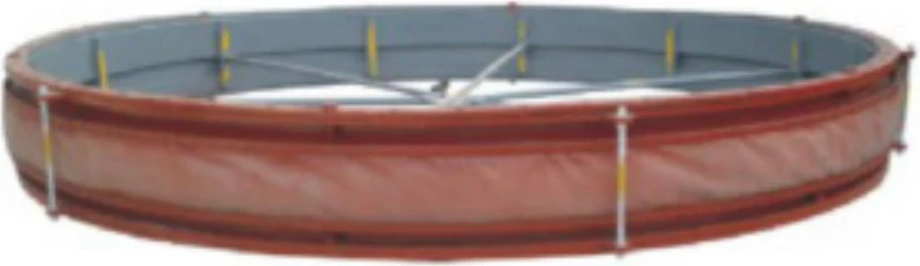 Round fabric expansion joint for circular industrial ducting