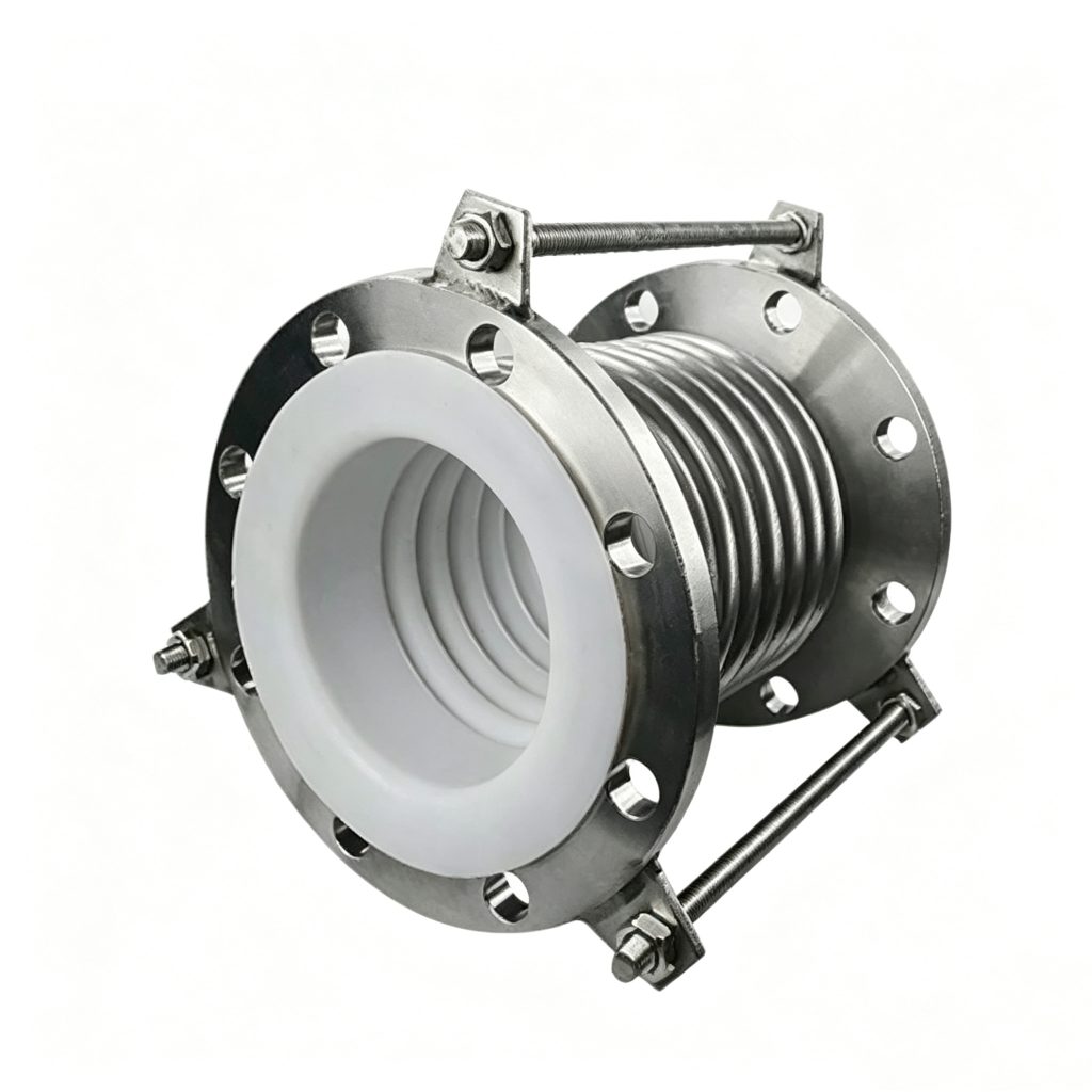 PTFE Bellows Expansion Joint - front three-quarter view showing PTFE liner
