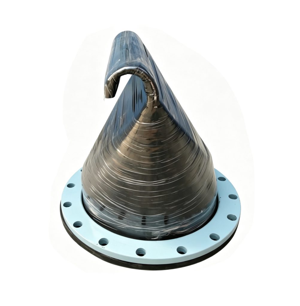 Rubber Duckbill Check Valve for Sewer & Stormwater Backflow Prevention - flanged curved-bill view